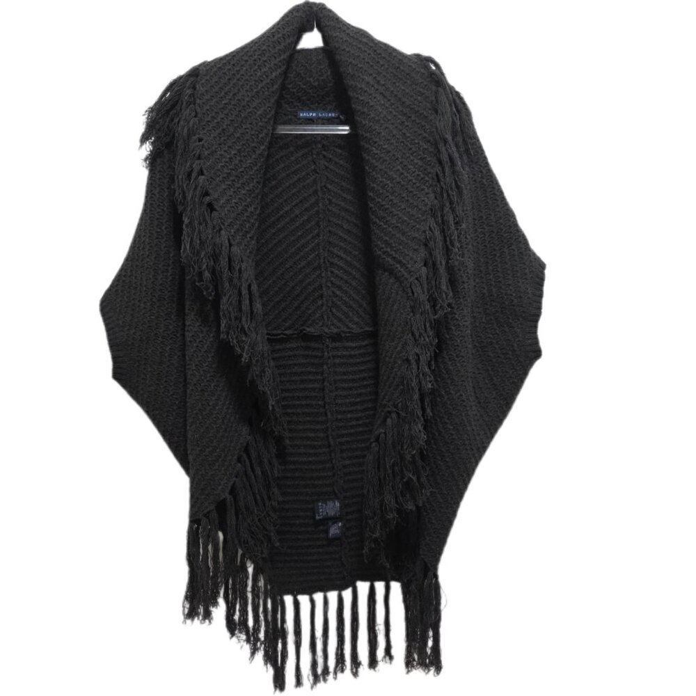 1337 Ralph Lauren Blue Label Wool&Cashmere Oversized Short Sleeve Poncho Sweater